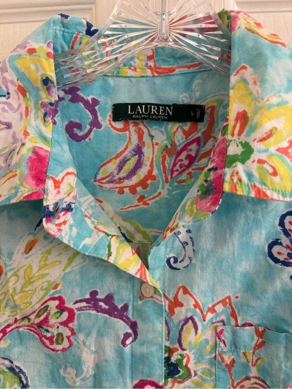 Lauren Ralph Lauren Sleeveless Paisley
Floral Button Down Shirt (Size L) - Picture 8 of 16